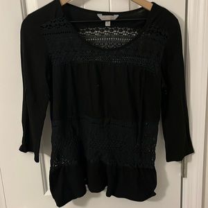 Charming Charlie size small black quarter length sleeve shirt